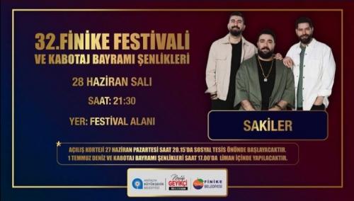 32.FİNİKE FESTİVALİ VE KABOTAJ BAYRAMI 28 HAZİRAN SAKİLER KONSERİ